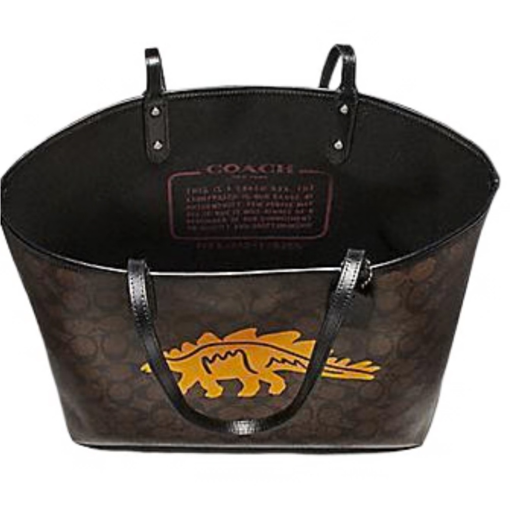 NWT Coach Signature Tote with Yellow Dinosaur Design Bag - Picture 3 of 9